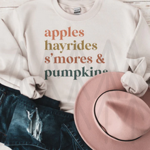 Load image into Gallery viewer, Apples Hayrides Smores And Pumpkins (Adult - Infant)