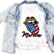 Load image into Gallery viewer, Merica - Patriotic Mouth With Tongue - For Light Colors (Adult - Infant)