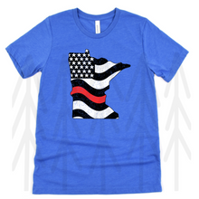 Load image into Gallery viewer, Minnesota Flag - Thin Red Line - Distressed (Adult - Infant)