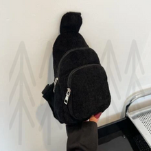 Load image into Gallery viewer, Corduroy Sling Bags Black Bag
