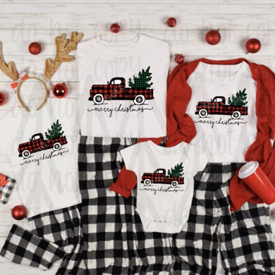 Merry Christmas - Plaid Truck (Adult) Shirts