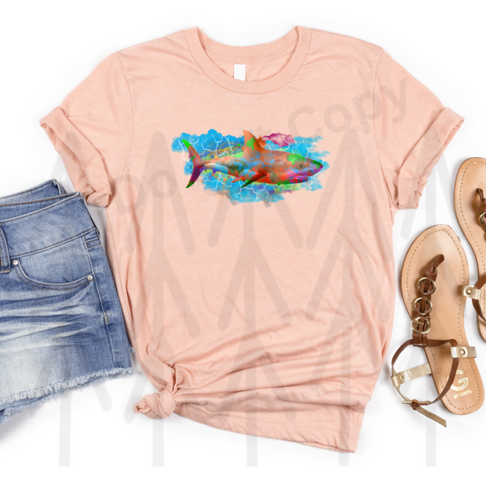 Shark Watercolor - Side View (Adult - Infant)