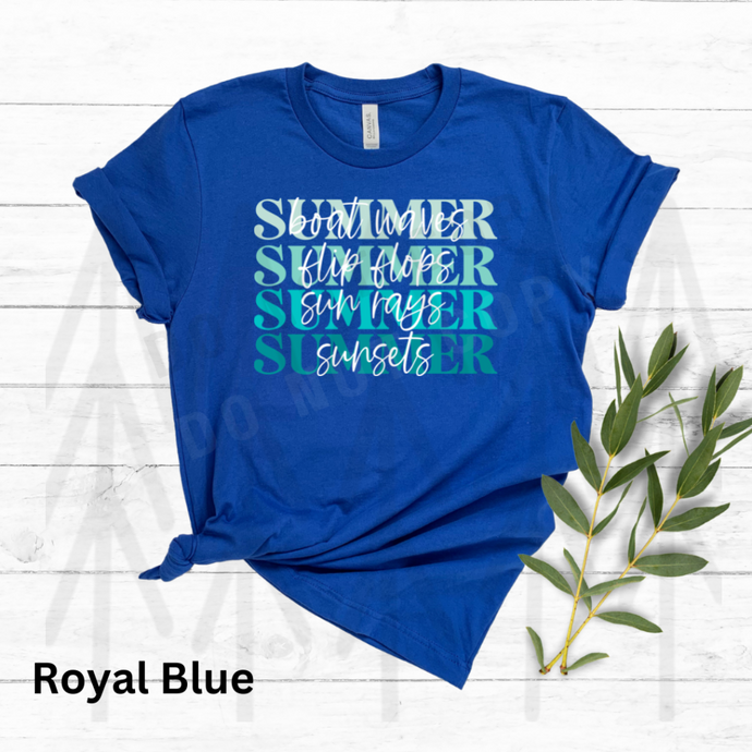 Summer - Boat Waves White Lettering Shirts
