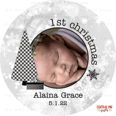 Babys 1St Christmas - Ceramic Ornament 3 Round Ornaments