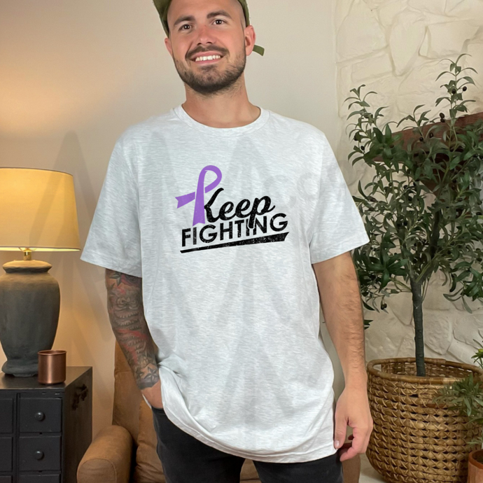 Keep Fighting - Purple Awareness Ribbon - Black Lettering (Adult - Infant)