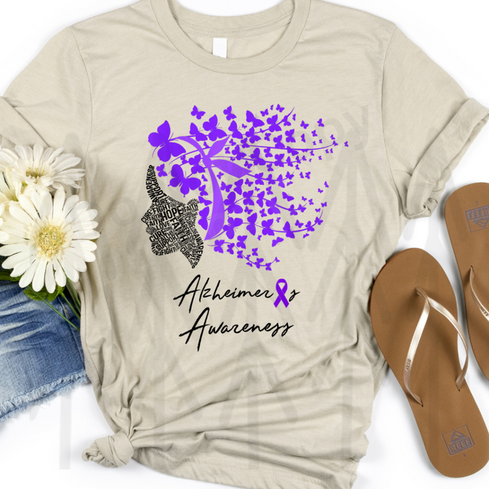 Alzheimers Awareness - Purple Butterflies - Black (Adult - Infant)