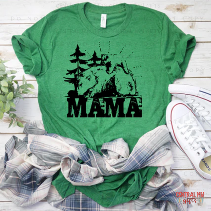 Mama Bear With Trees - Black Shirts