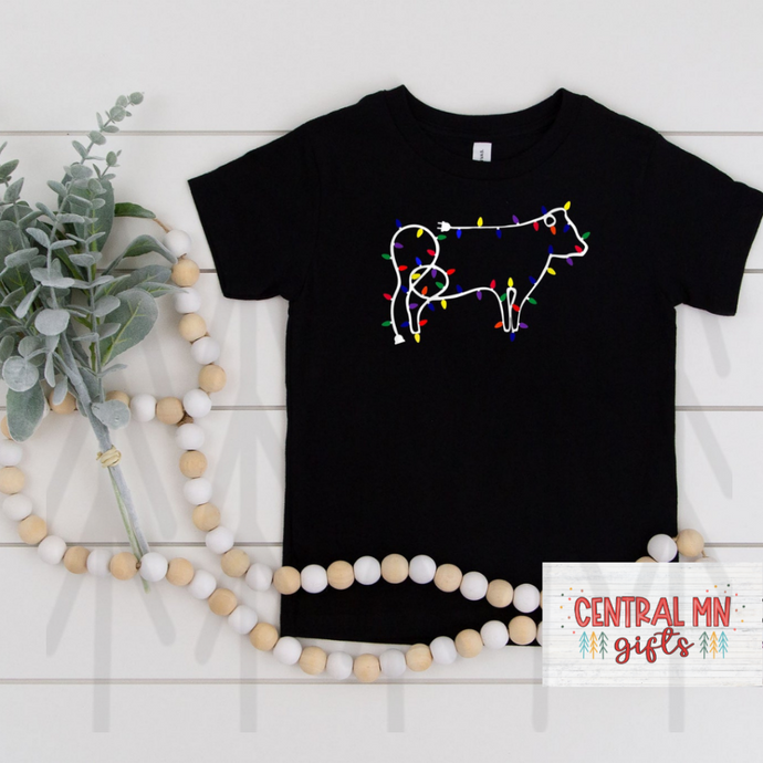 Christmas Cow With Lights (Youth) Shirts