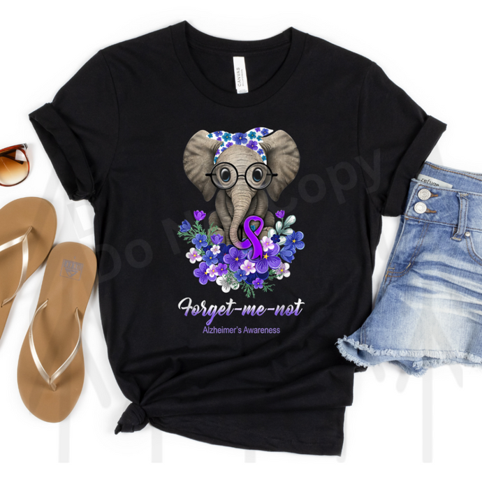 Forget Me Not Alzheimers Awareness Elephant Flower (Adult - Infant)