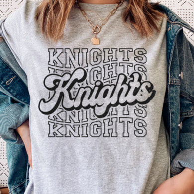 Knights - Cursive Stacked Black (Adult Infant) Shirts