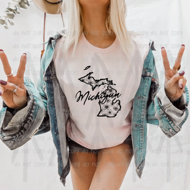 States W/ Flowers - Mi Michigan Shirts & Tops
