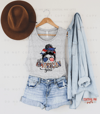 All American Girl - Messy Bun Shirts & Tops