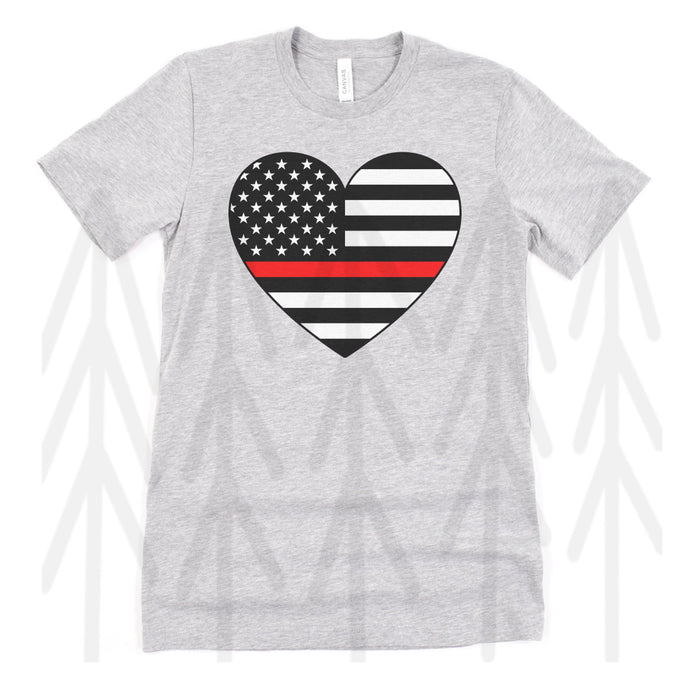 American Flag Heart - Black White and Thin Red Line (Adult - Infant)