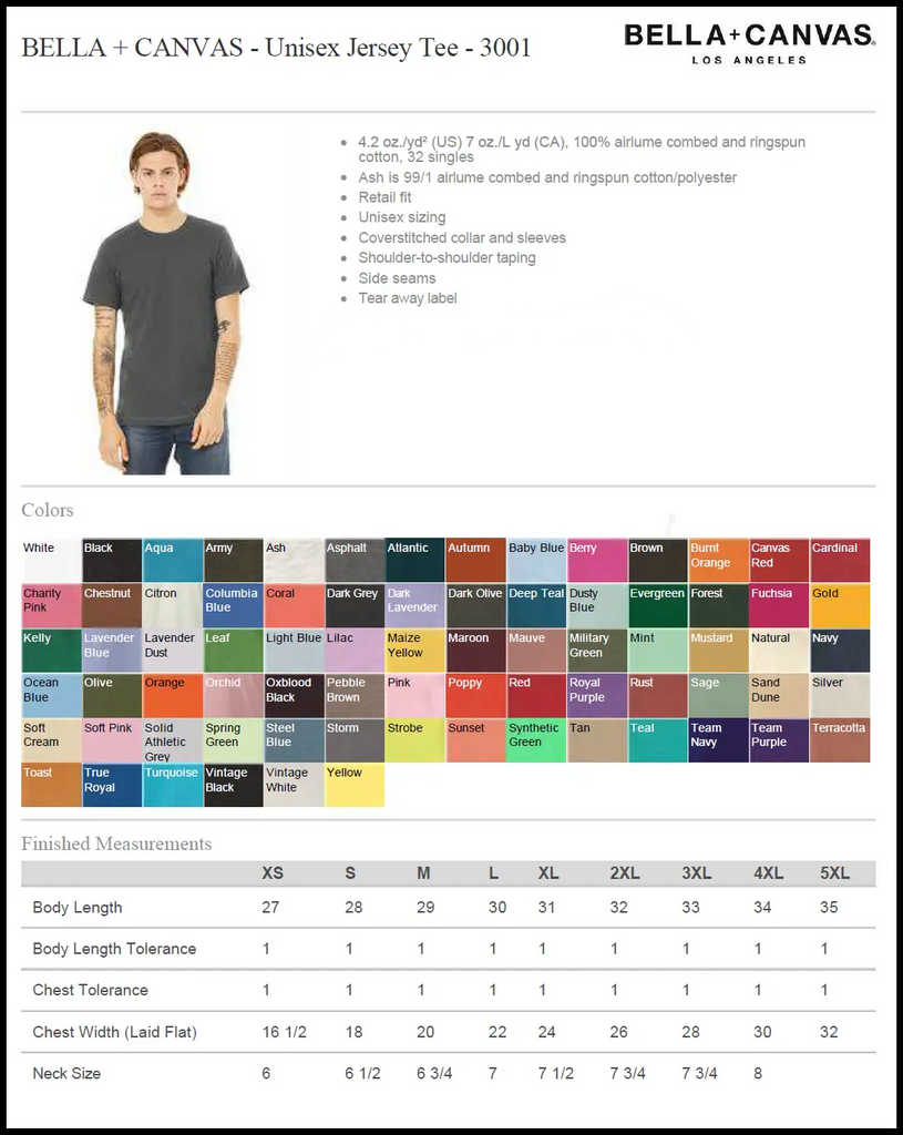 Size & Color Charts
