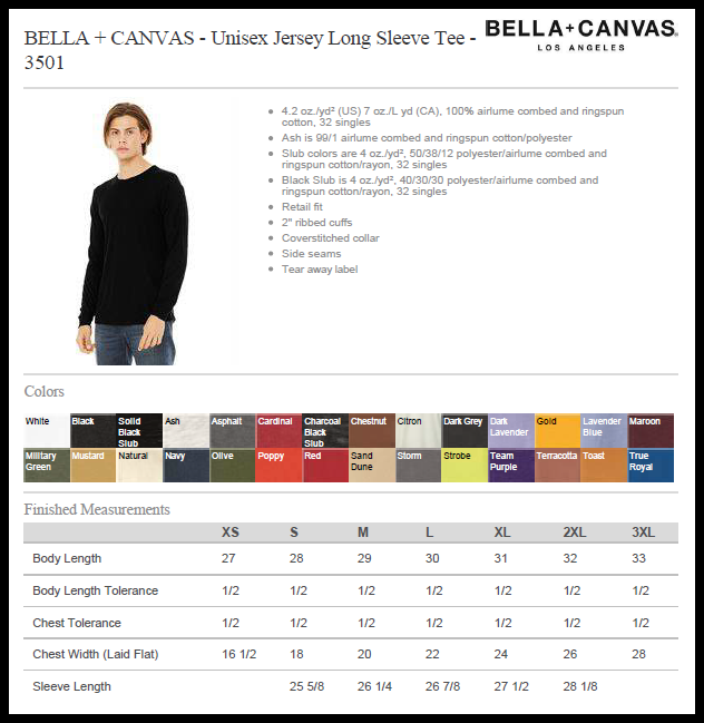 Size & Color Charts