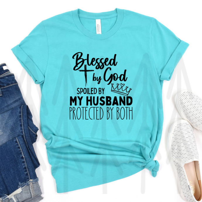Blessed by God - Spoiled By My Husband - Black