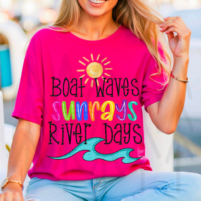 Boat Waves Sunrays And River Days (Adult - Infant)