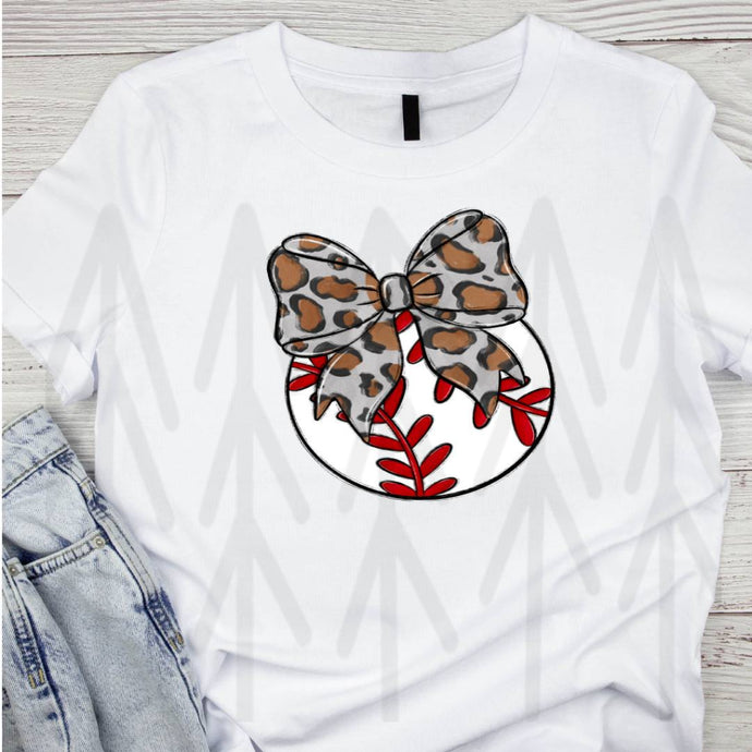 Bows And Balls Baseball Leopard