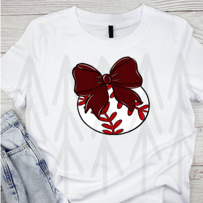Bows And Balls Baseball Maroon