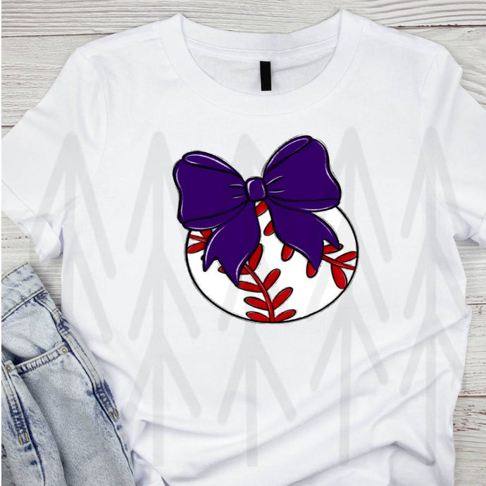 Bows And Balls Baseball Purple