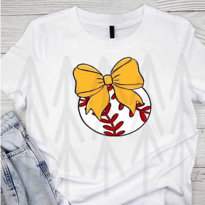 Bows And Balls Baseball Yellow Gold
