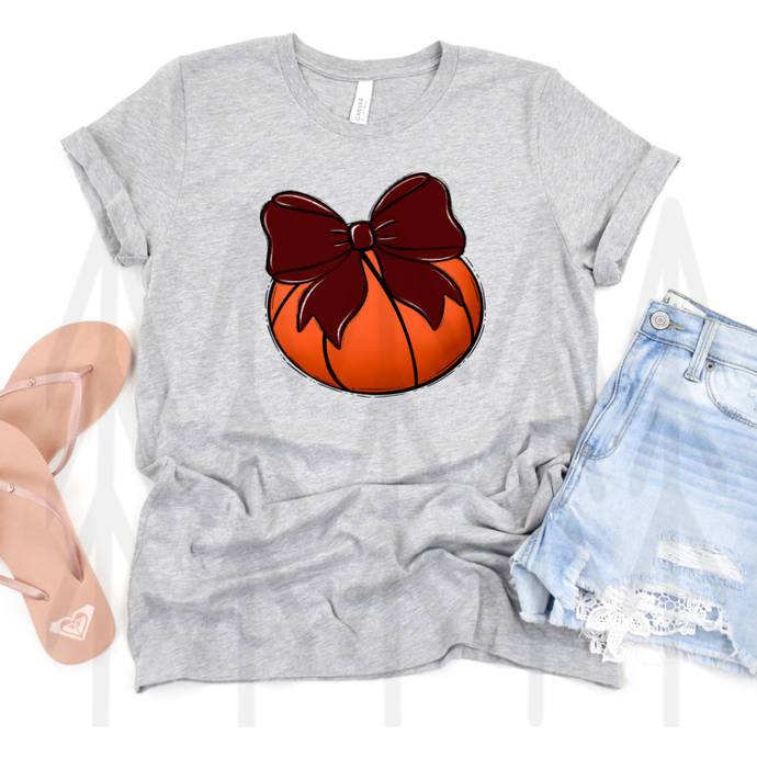 Bows And Balls Basketball Maroon