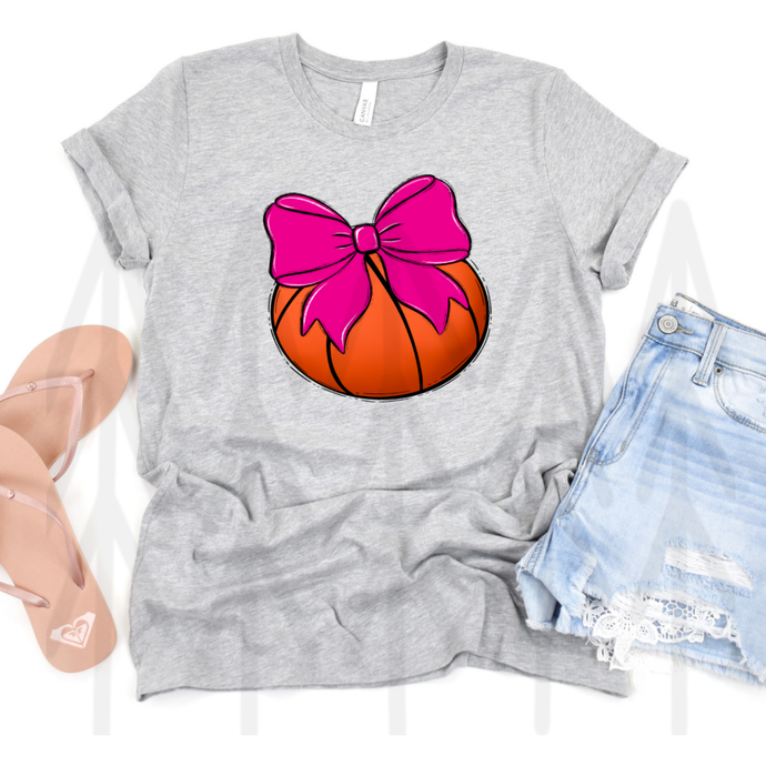 Bows And Balls Basketball Pink