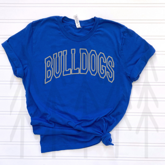 Bulldogs - White - Faux Embroidery (Adult - Infant)