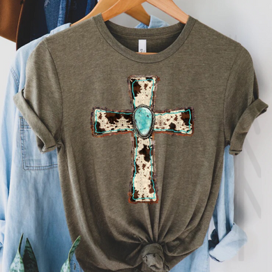 Cowhide Turquoise Cross Shirts