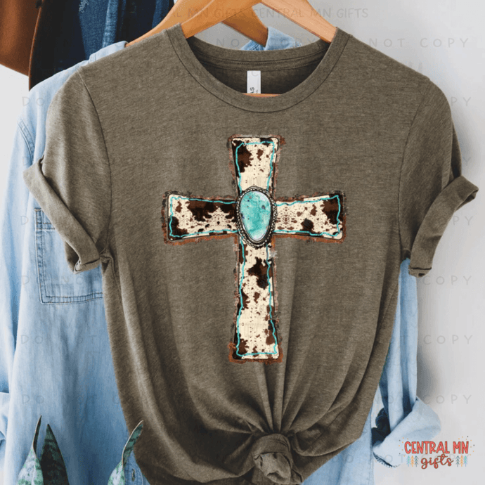 Cowhide Turquoise Cross Shirts