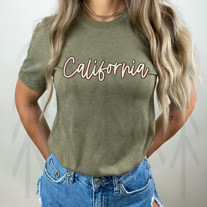 California Boho Script State (Adult Shirt)