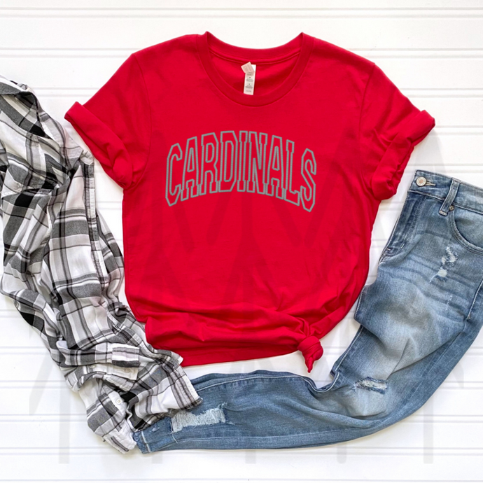 Cardinals - White - Faux Embroidery (Adult - Infant)