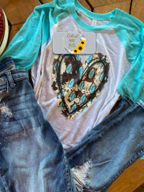Cowhide Turquoise Heart Shirts