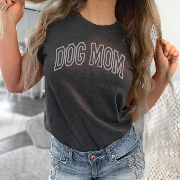 Dog Mom - White - Faux Embroidery (Adult - Infant)