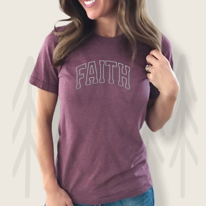 Faith - White - Faux Embroidery (Adult - Infant)