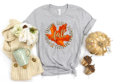 Falling Leaves Pumkins Hayrides Bonfires (Circle Fall) Shirts
