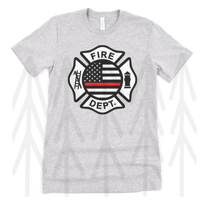 Fire Dept - Black, White and Red Line (Adult - Infant)