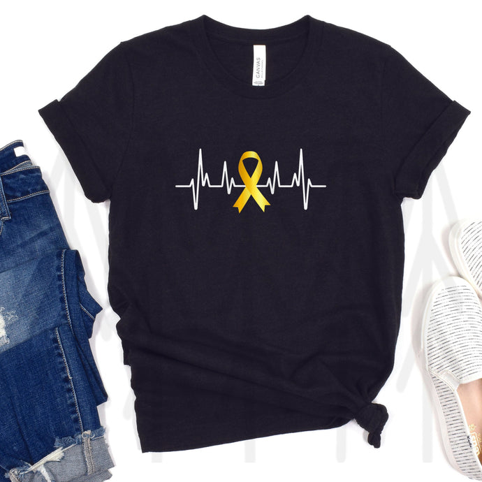 Heartbeat Childhood Cancer Ribbon (Adult - Infant)