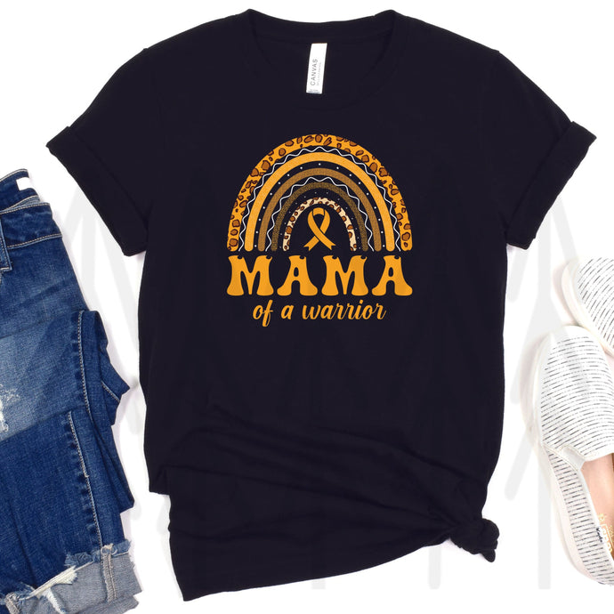 Mama Of A Warrior - Childhood Cancer - Gold Lettering