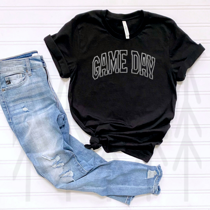 Game Day - White - Faux Embroidery (Adult - Infant)