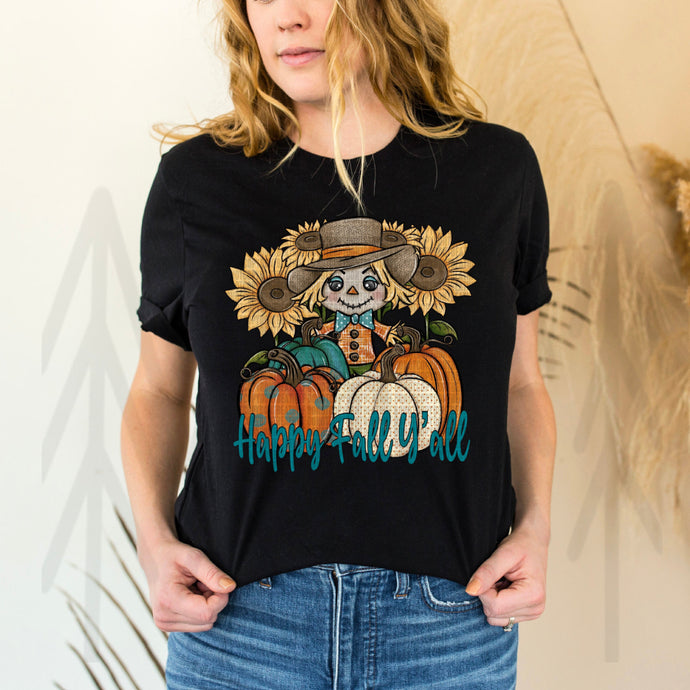 Happy Fall Y'all - Turquoise Lettering (Adult - Infant)