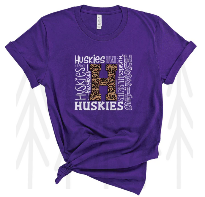 Huskies Leopard Typography Shirts
