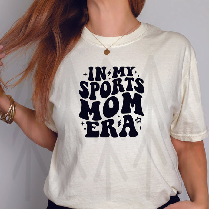 In My Sports Mom Era With Star - Wavy - Black Design