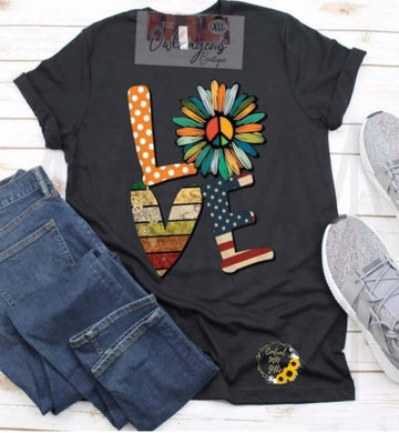 Love - Sunflower Peace Flag Shirts