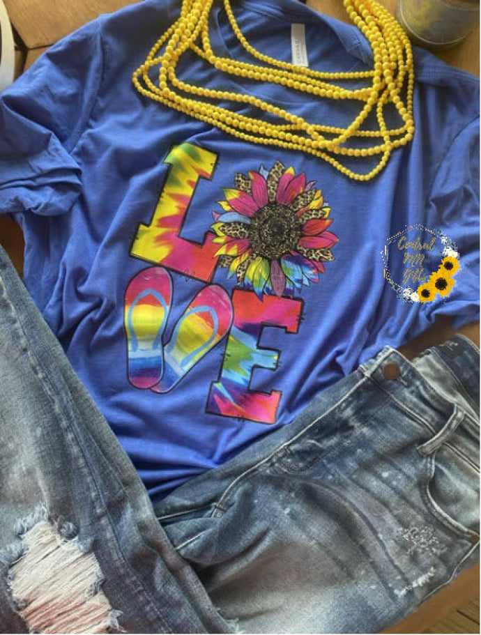 Love Tie Dye Sunflower Shirts