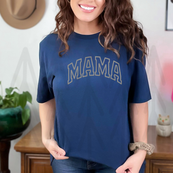 Mama - White - Faux Embroidery (Adult - Infant)