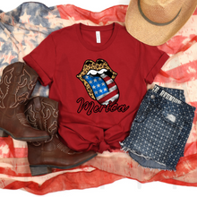 Load image into Gallery viewer, Merica - Patriotic Mouth With Tongue - For Light Colors (Adult - Infant)
