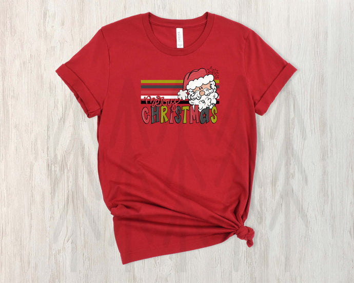 Merry Christmas Retro Stripe Santa (Adult - Infant)