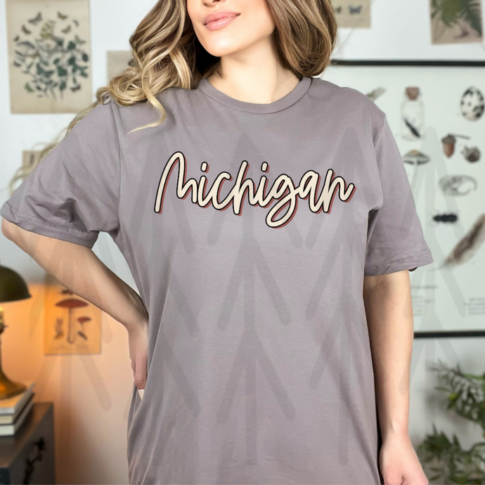 Michigan Boho Script State (Adult Shirt)