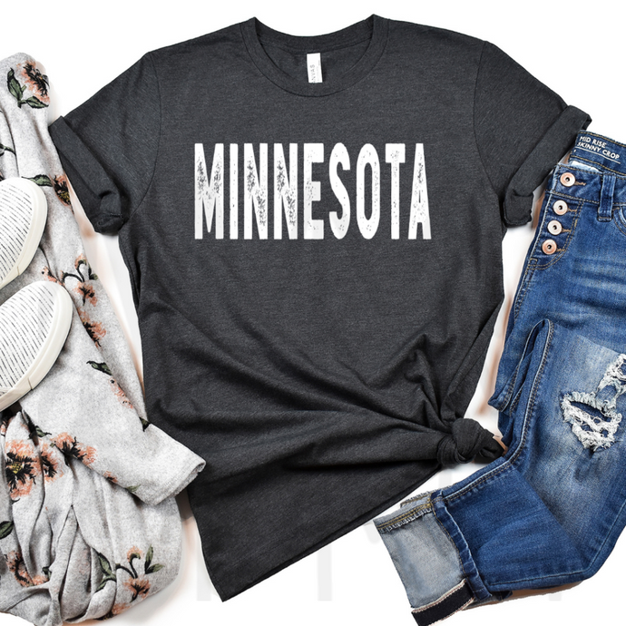 Minnesota - Distressed - White